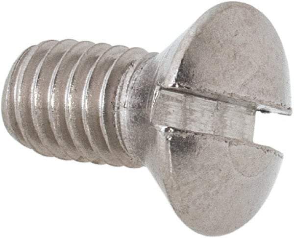 Value Collection - #10-32 UNF, 3/8" OAL Slotted Drive Machine Screw - Oval Head, Grade 18-8 Stainless Steel, Uncoated, Without Washer - Exact Tool & Supply
