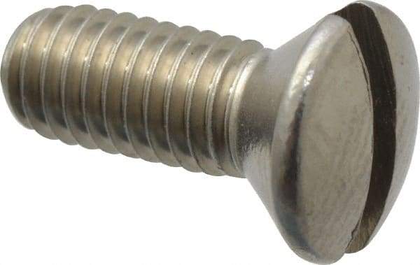 Value Collection - #10-32 UNF, 1/2" OAL Slotted Drive Machine Screw - Oval Head, Grade 18-8 Stainless Steel, Uncoated, Without Washer - Exact Tool & Supply