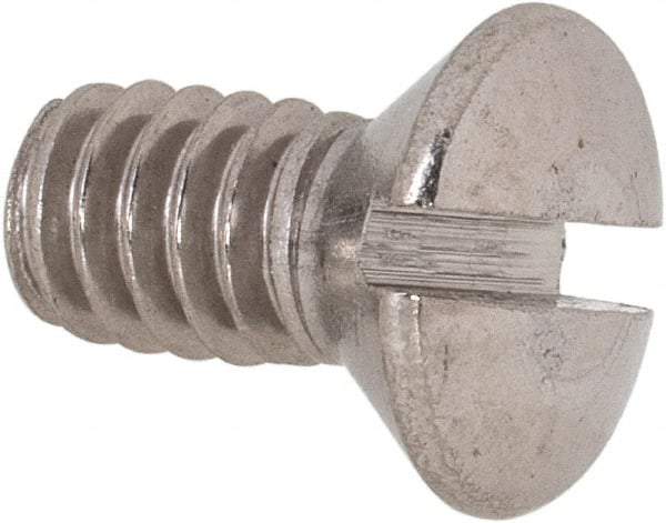 Value Collection - 1/4-20 UNC, 1/2" OAL Slotted Drive Machine Screw - Oval Head, Grade 18-8 Stainless Steel, Uncoated, Without Washer - Exact Tool & Supply