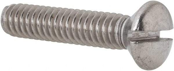 Value Collection - 1/4-20 UNC, 1-1/4" OAL Slotted Drive Machine Screw - Oval Head, Grade 18-8 Stainless Steel, Uncoated, Without Washer - Exact Tool & Supply
