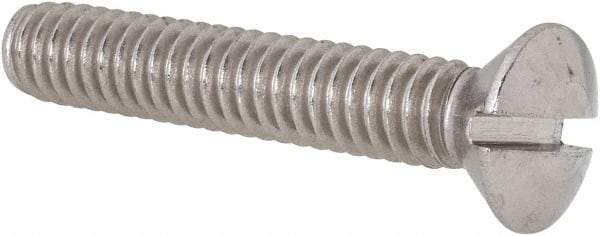 Value Collection - 1/4-20 UNC, 1-1/2" OAL Slotted Drive Machine Screw - Oval Head, Grade 18-8 Stainless Steel, Uncoated, Without Washer - Exact Tool & Supply