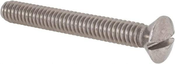 Value Collection - 1/4-20 UNC, 2" OAL Slotted Drive Machine Screw - Oval Head, Grade 18-8 Stainless Steel, Uncoated, Without Washer - Exact Tool & Supply
