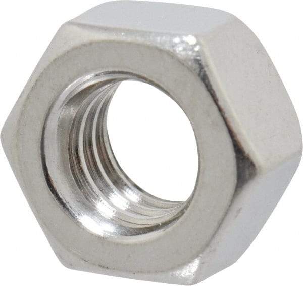Value Collection - 5/16-18 UNC Stainless Steel Right Hand Hex Nut - 1/2" Across Flats, 17/64" High, Uncoated - Exact Tool & Supply