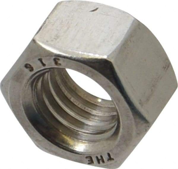 Value Collection - 1/2-13 UNC Stainless Steel Right Hand Hex Nut - 3/4" Across Flats, 7/16" High, Uncoated - Exact Tool & Supply