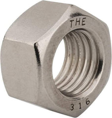 Value Collection - 1-8 UNC Stainless Steel Right Hand Hex Nut - 1-1/2" Across Flats, 55/64" High, Uncoated - Exact Tool & Supply