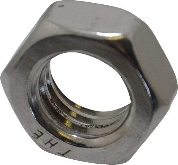 Value Collection - 1/2-13 UNC Stainless Steel Right Hand Hex Jam Nut - 3/4" Across Flats, 5/16" High, Uncoated - Exact Tool & Supply