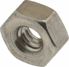 Value Collection - 1/4-20 UNC Stainless Steel Right Hand Heavy Hex Nut - 1/2" Across Flats, 15/64" High, Uncoated - Exact Tool & Supply