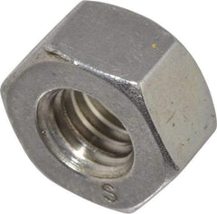 Value Collection - 5/16-18 UNC Stainless Steel Right Hand Heavy Hex Nut - 9/16" Across Flats, 19/64" High, Uncoated - Exact Tool & Supply