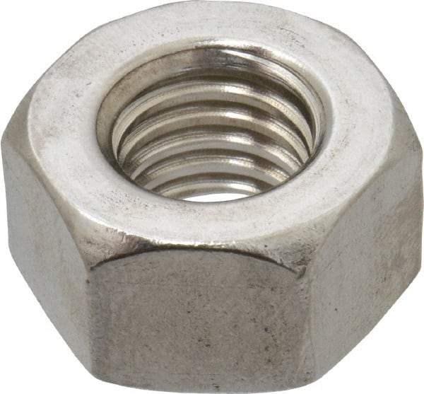 Value Collection - 1/2-13 UNC Stainless Steel Right Hand Heavy Hex Nut - 7/8" Across Flats, 31/64" High, Uncoated - Exact Tool & Supply