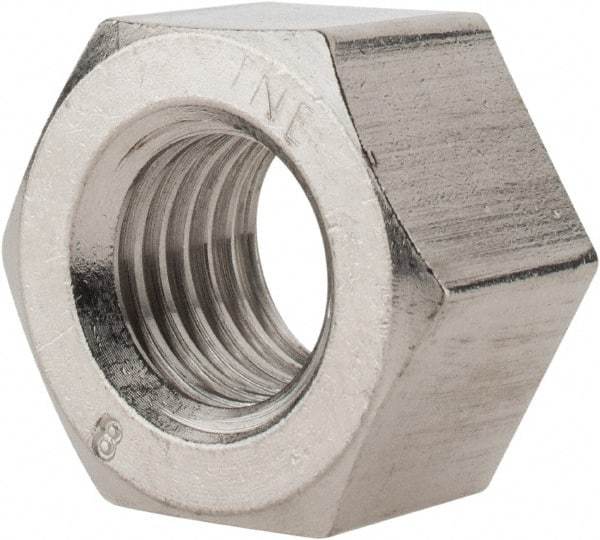 Value Collection - 1-8 UNC Stainless Steel Right Hand Heavy Hex Nut - 1-5/8" Across Flats, 63/64" High, Uncoated - Exact Tool & Supply