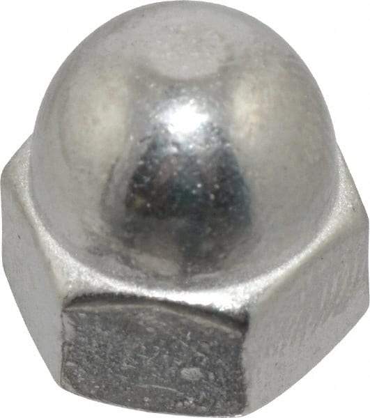 Value Collection - 1/4-20" UNC, 7/16" Width Across Flats, Uncoated, Stainless Steel Acorn Nut - 21/64" Overall Height, Grade 18-8 - Exact Tool & Supply