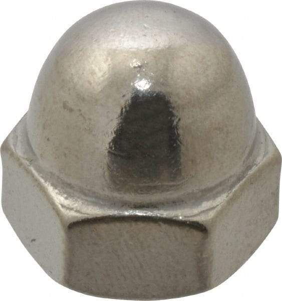 Value Collection - 3/8-16" UNC, 5/8" Width Across Flats, Uncoated, Stainless Steel Acorn Nut - 27/64" Overall Height, Grade 18-8 - Exact Tool & Supply
