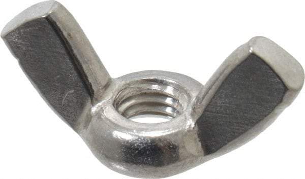 Value Collection - #10-32 UNF, Stainless Steel Standard Wing Nut - Grade 18-8, 0.91" Wing Span, 0.47" Wing Span - Exact Tool & Supply