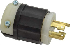 Leviton - 125/250 VAC, 30 Amp, L14-30P Configuration, Industrial Grade, Self Grounding Plug - 1 Phase, 3 Poles, 0.595 to 1.15 Inch Cord Diameter - Exact Tool & Supply