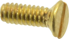 Value Collection - #2-56 UNC, 1/4" OAL Slotted Drive Machine Screw - Flat Head, Brass, Uncoated, Without Washer - Exact Tool & Supply