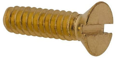 Value Collection - #6-32 UNC, 1/2" OAL Slotted Drive Machine Screw - Flat Head, Brass, Without Washer - Exact Tool & Supply