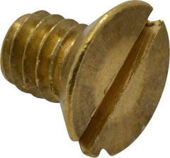 Value Collection - #8-32 UNC, 1/4" OAL Slotted Drive Machine Screw - Flat Head, Brass, Without Washer - Exact Tool & Supply