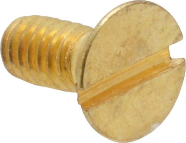 Value Collection - #8-32 UNC, 3/8" OAL Slotted Drive Machine Screw - Flat Head, Brass, Without Washer - Exact Tool & Supply