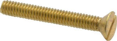 Value Collection - #8-32 UNC, 1-1/4" OAL Slotted Drive Machine Screw - Flat Head, Brass, Without Washer - Exact Tool & Supply