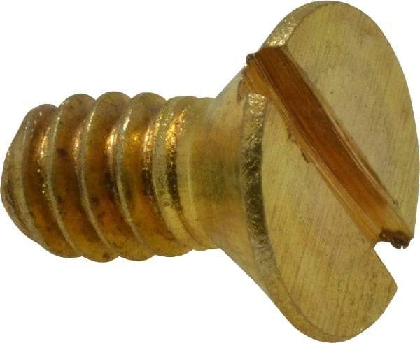 Value Collection - #10-24 UNC, 3/8" OAL Slotted Drive Machine Screw - Flat Head, Brass, Without Washer - Exact Tool & Supply