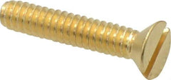 Value Collection - #10-24 UNC, 1" OAL Slotted Drive Machine Screw - Flat Head, Brass, Without Washer - Exact Tool & Supply