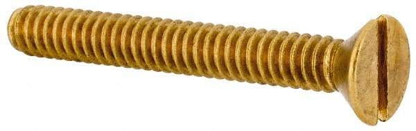Value Collection - #10-24 UNC, 1-1/2" OAL Slotted Drive Machine Screw - Flat Head, Brass, Without Washer - Exact Tool & Supply