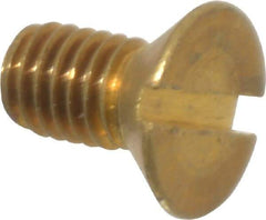 Value Collection - #10-32 UNF, 3/8" OAL Slotted Drive Machine Screw - Flat Head, Brass, Without Washer - Exact Tool & Supply
