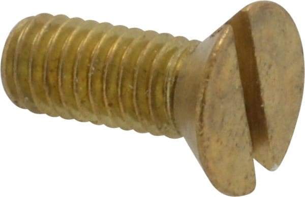 Value Collection - #10-32 UNF, 1/2" OAL Slotted Drive Machine Screw - Flat Head, Brass, Without Washer - Exact Tool & Supply
