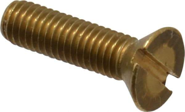Value Collection - #10-32 UNF, 3/4" OAL Slotted Drive Machine Screw - Flat Head, Brass, Without Washer - Exact Tool & Supply
