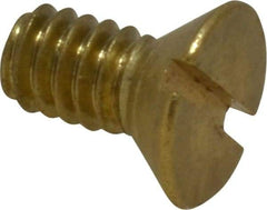 Value Collection - 1/4-20 UNC, 1/2" OAL Slotted Drive Machine Screw - Flat Head, Brass, Without Washer - Exact Tool & Supply