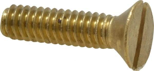 Value Collection - 1/4-20 UNC, 1" OAL Slotted Drive Machine Screw - Flat Head, Brass, Without Washer - Exact Tool & Supply