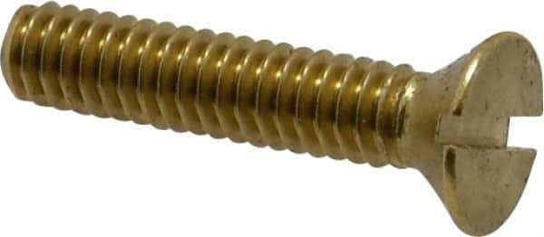 Value Collection - 1/4-20 UNC, 1-1/4" OAL Slotted Drive Machine Screw - Flat Head, Brass, Without Washer - Exact Tool & Supply