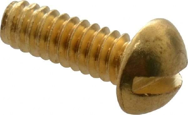 Value Collection - #2-56 UNC, 1/4" Length Under Head Slotted Drive Machine Screw - Round Head, Brass, Uncoated, Without Washer - Exact Tool & Supply