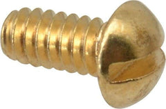 Value Collection - #4-40 UNC, 1/4" Length Under Head Slotted Drive Machine Screw - Round Head, Brass, Without Washer - Exact Tool & Supply