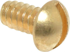 Value Collection - #6-32 UNC, 1/4" Length Under Head Slotted Drive Machine Screw - Round Head, Brass, Without Washer - Exact Tool & Supply