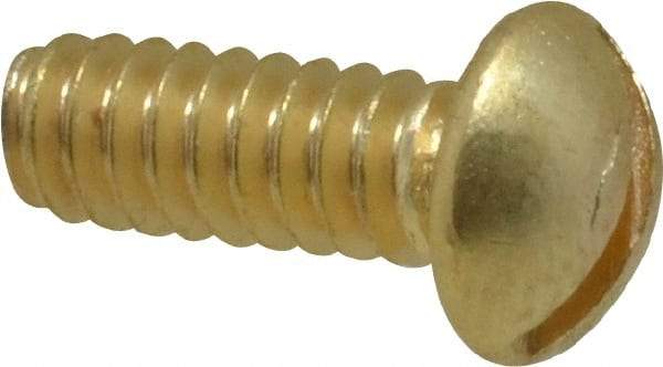 Value Collection - #6-32 UNC, 3/8" Length Under Head Slotted Drive Machine Screw - Round Head, Brass, Without Washer - Exact Tool & Supply