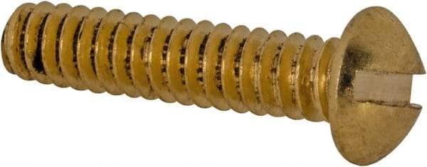 Value Collection - #6-32 UNC, 5/8" Length Under Head Slotted Drive Machine Screw - Round Head, Brass, Without Washer - Exact Tool & Supply