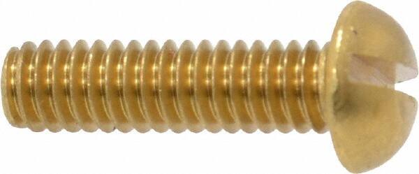 Value Collection - #8-32 UNC, 5/8" Length Under Head Slotted Drive Machine Screw - Round Head, Brass, Without Washer - Exact Tool & Supply