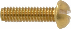 Value Collection - #8-32 UNC, 5/8" Length Under Head Slotted Drive Machine Screw - Round Head, Brass, Without Washer - Exact Tool & Supply