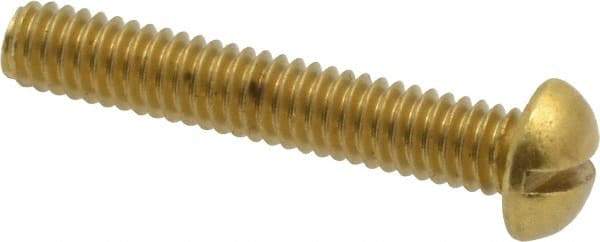 Value Collection - #8-32 UNC, 1" Length Under Head Slotted Drive Machine Screw - Round Head, Brass, Without Washer - Exact Tool & Supply