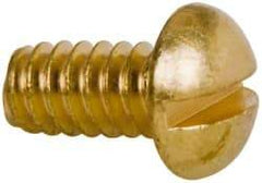 Value Collection - #10-24 UNC, 3/8" Length Under Head Slotted Drive Machine Screw - Round Head, Brass, Without Washer - Exact Tool & Supply