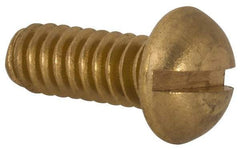 Value Collection - #10-24 UNC, 1/2" Length Under Head Slotted Drive Machine Screw - Round Head, Brass, Without Washer - Exact Tool & Supply