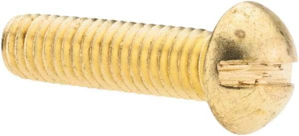 Value Collection - #10-24 UNC, 3/4" Length Under Head Slotted Drive Machine Screw - Round Head, Brass, Without Washer - Exact Tool & Supply