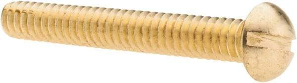 Value Collection - #10-24 UNC, 1-1/2" Length Under Head Slotted Drive Machine Screw - Round Head, Brass, Without Washer - Exact Tool & Supply
