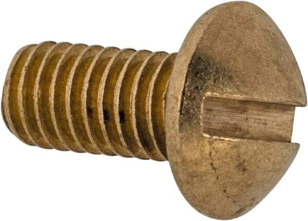 Value Collection - #10-32 UNF, 3/8" Length Under Head Slotted Drive Machine Screw - Round Head, Brass, Without Washer - Exact Tool & Supply