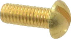Value Collection - #10-32 UNF, 1/2" Length Under Head Slotted Drive Machine Screw - Round Head, Brass, Without Washer - Exact Tool & Supply