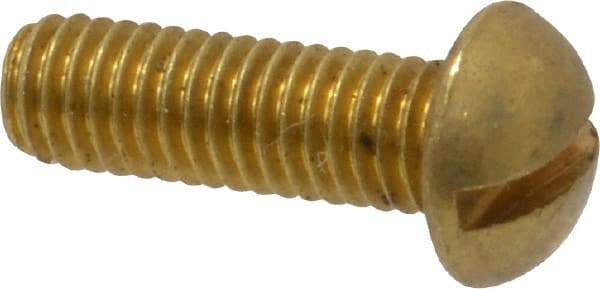 Value Collection - #10-32 UNF, 5/8" Length Under Head Slotted Drive Machine Screw - Round Head, Brass, Without Washer - Exact Tool & Supply