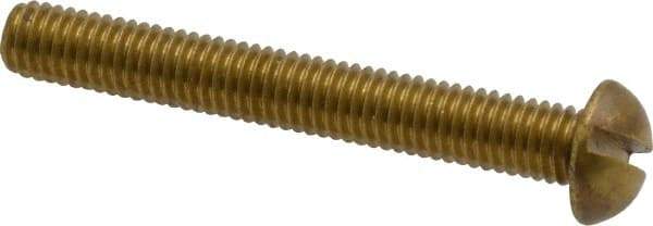 Value Collection - #10-32 UNF, 1-1/2" Length Under Head Slotted Drive Machine Screw - Round Head, Brass, Without Washer - Exact Tool & Supply