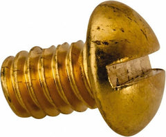Value Collection - 1/4-20 UNC, 3/8" Length Under Head Slotted Drive Machine Screw - Round Head, Brass, Uncoated, Without Washer - Exact Tool & Supply