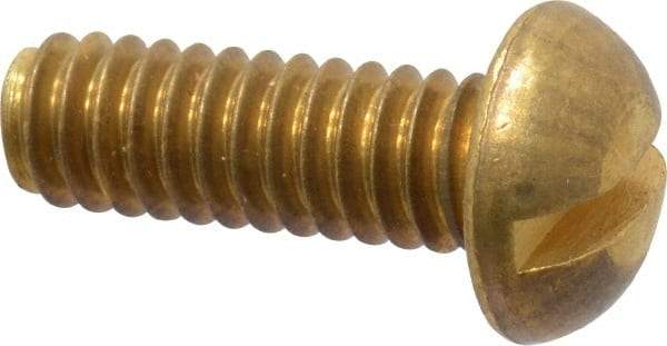 Value Collection - 1/4-20 UNC, 3/4" Length Under Head Slotted Drive Machine Screw - Round Head, Brass, Without Washer - Exact Tool & Supply